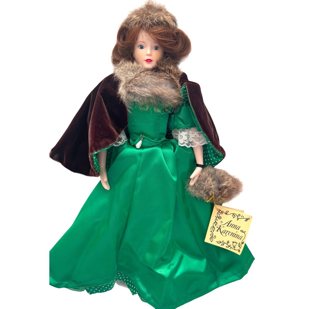Vintage Bertha Rogers Anna Karenina Porcelain Doll 15" Green Gown Original Box